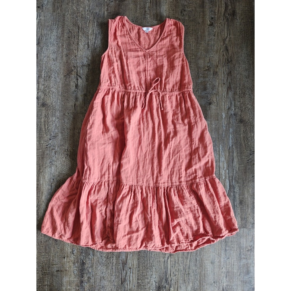 Women's Coral Tiered Cotton Sleeveless Dress Time and Tru  Size Medium